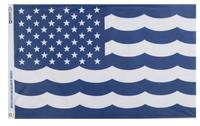 A mockup of the custom flag 'Surf rider flag' on a white background