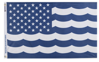 A mockup of the custom flag 'Surf rider flag' on a white background