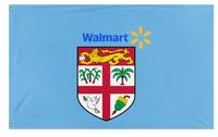 A mockup of the custom flag 'Walmart in Fiji flag' on a white background
