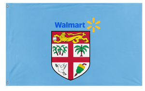 A mockup of the custom flag 'Walmart in Fiji flag' on a white background