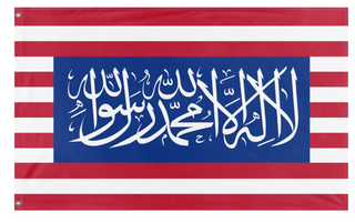 A mockup of the custom flag 'American Islamist Flag' on a white background
