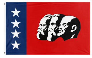 A mockup of the custom flag 'American Marxist  flag' on a white background