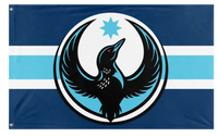 A mockup of the custom flag 'MN Rebellioon flag' on a white background