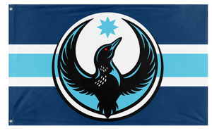 A mockup of the custom flag 'MN Rebellioon flag' on a white background
