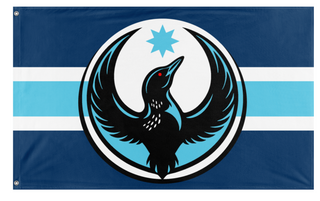 A mockup of the custom flag 'MN Rebellioon flag' on a white background