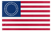 A mockup of the custom flag 'U.S.A Betty Ross Style 50 Star flag' on a white background
