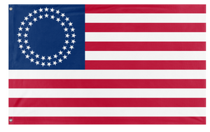 A mockup of the custom flag 'U.S.A Betty Ross Style 50 Star flag' on a white background