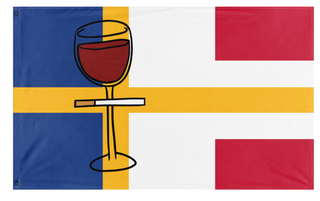A mockup of the custom flag 'Swedaustriance flag' on a white background