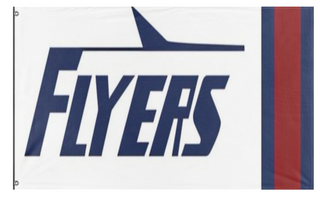 A mockup of the custom flag 'Flyer  flag' on a white background