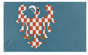 A mockup of the custom flag 'Margraviate of Moravia Redesigned  flag' on a white background