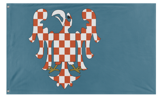 A mockup of the custom flag 'Margraviate of Moravia Redesigned  flag' on a white background