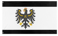 A mockup of the custom flag 'Prussia Flag Redesign' on a white background