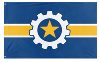 A mockup of the custom flag 'West Allis Wisconsin flag' on a white background