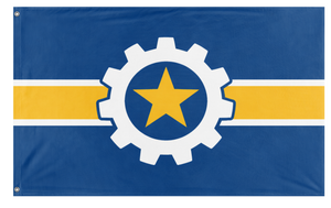 A mockup of the custom flag 'West Allis Wisconsin flag' on a white background