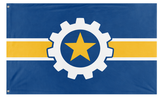 A mockup of the custom flag 'West Allis Wisconsin flag' on a white background