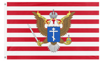A mockup of the custom flag 'American Orthodoxy flag' on a white background