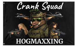 A mockup of the custom flag 'hogmaxxing flag' on a white background