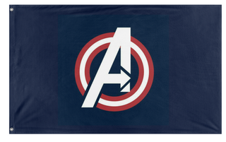 A mockup of the custom flag 'First Avenger flag' on a white background