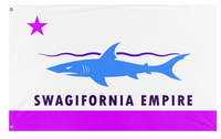 A mockup of the custom flag 'Swagifornia flag' on a white background