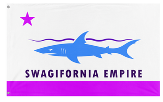 A mockup of the custom flag 'Swagifornia flag' on a white background