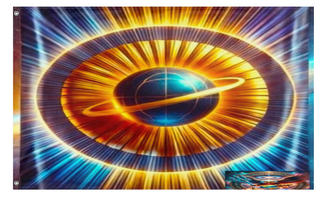 A mockup of the custom flag 'EMPIRE OF WORLDS flag' on a white background