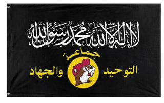A mockup of the custom flag 'Uzbucceestan flag' on a white background