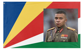 A mockup of the custom flag 'Mbappe land flag' on a white background