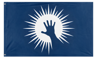 A mockup of the custom flag 'Flag of Humanity' on a white background