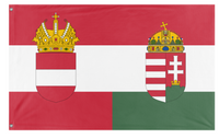 A mockup of the custom flag 'Reworked Austria Hungary  flag' on a white background