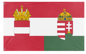 A mockup of the custom flag 'Reworked Austria Hungary  flag' on a white background
