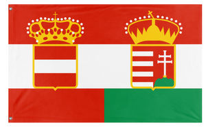 A mockup of the custom flag 'Ensign Of AustroHungarian flag' on a white background