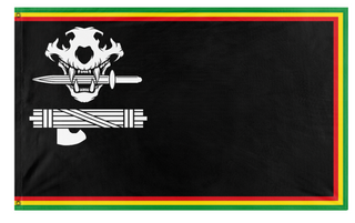 A mockup of the custom flag 'Futurist Abyssinia' on a white background