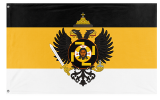A mockup of the custom flag 'Holy Russia Redesign  flag' on a white background