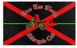 A mockup of the custom flag 'OTMMC flag' on a white background