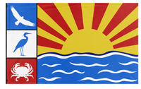A mockup of the custom flag 'Samish Island, WA flag' on a white background