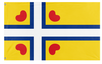 A mockup of the custom flag 'Flag of Frisia' on a white background