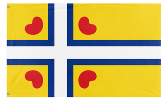 A mockup of the custom flag 'Flag of Frisia' on a white background