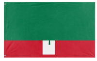 A mockup of the custom flag 'Democratic Republic of Maine flag' on a white background