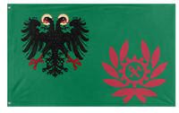 A mockup of the custom flag 'Vatican Islands flag' on a white background