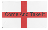 A mockup of the custom flag 'Welcome to the store flag' on a white background