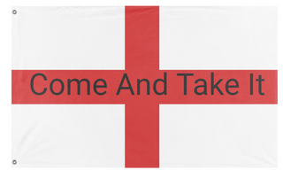A mockup of the custom flag 'Welcome to the store flag' on a white background