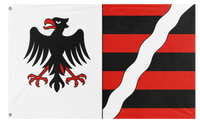 A mockup of the custom flag 'Muhlestein flag' on a white background