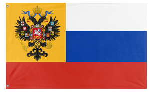 A mockup of the custom flag 'Imperial Russian Redesigned  flag' on a white background