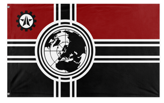 A mockup of the custom flag 'automaton super earth colony flag' on a white background