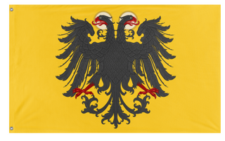 A mockup of the custom flag 'Holy Roman Empire Remastered flag' on a white background