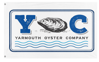 A mockup of the custom flag 'YOC flag' on a white background