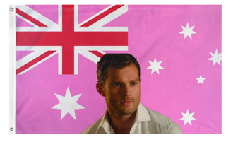 A mockup of the custom flag 'aussie flag' on a white background