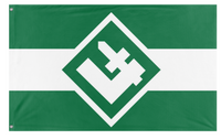 A mockup of the custom flag 'Green-White Polish flag' on a white background