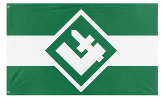 A mockup of the custom flag 'Green-White Polish flag' on a white background