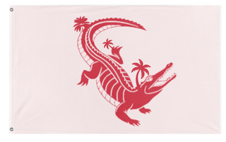 A mockup of the custom flag 'Florida Alligator Tree flag' on a white background